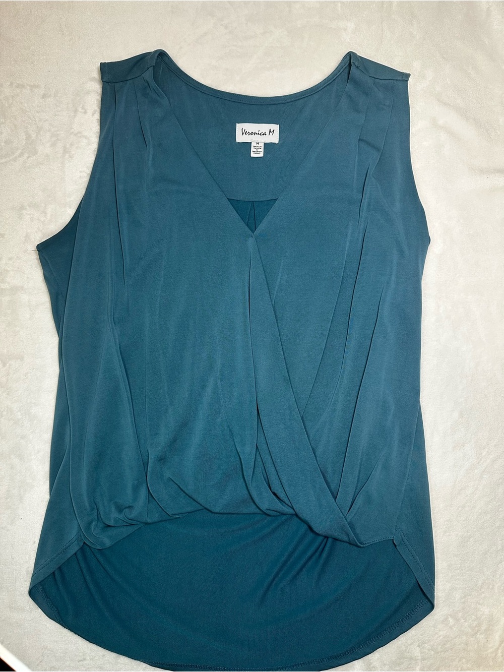 VERONICA M Sleeveless Wrap Tank Top Teal, Medium - Picture 6 of 6